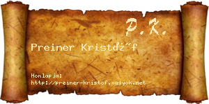 Preiner Kristóf névjegykártya